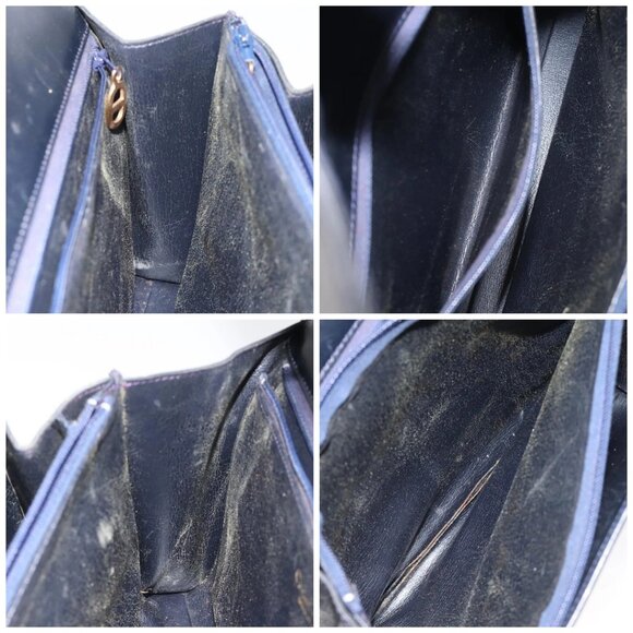 Christian Dior Shoulder Bag Leather Navy Gold Auth - Picture 15 of 16